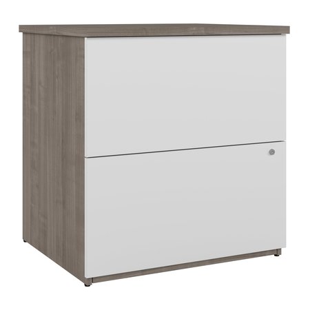 BESTAR Universel 28W Standard 2 Drawer Lateral File Cabinet in silver maple & pure white 165600-000144